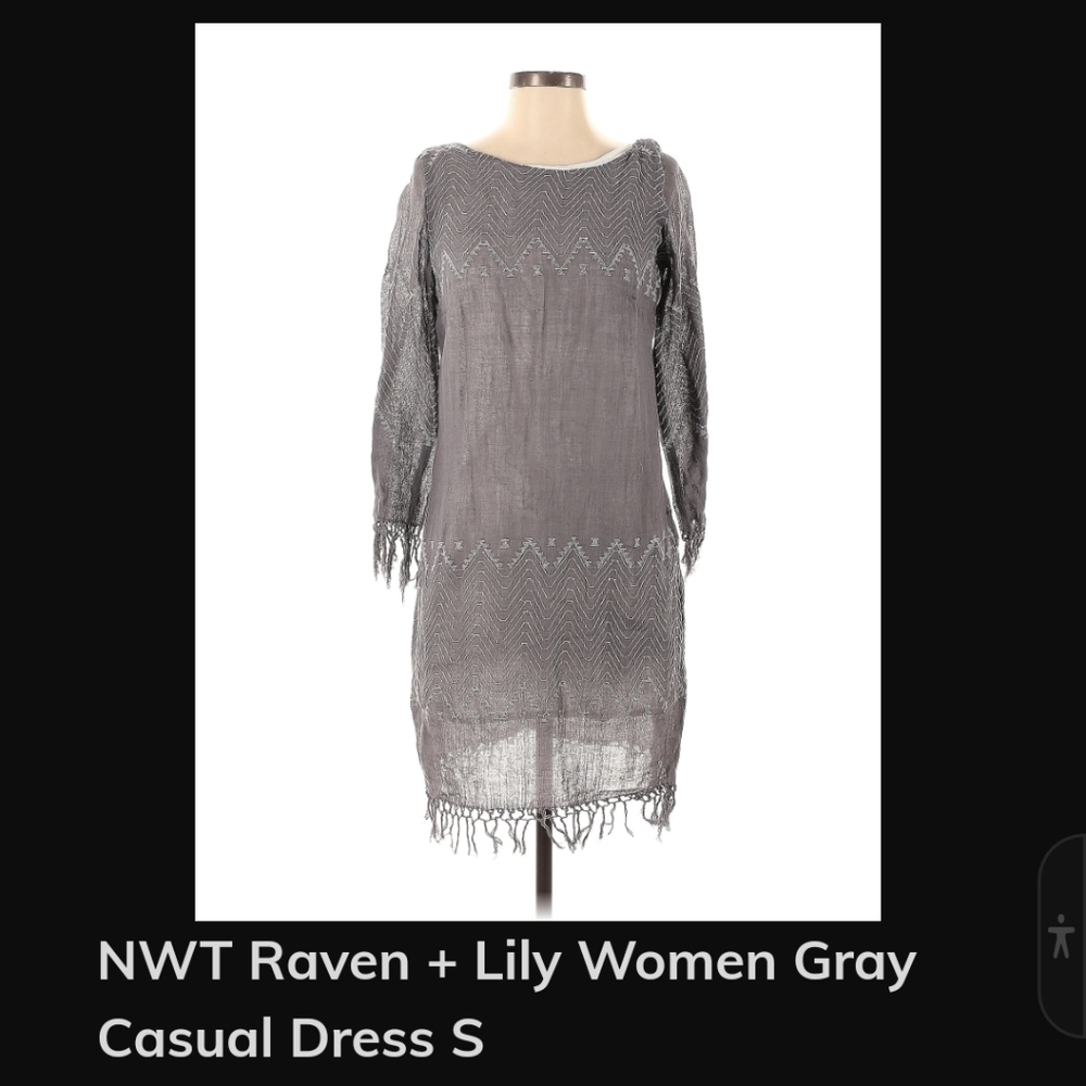 NWT Raven + Lily Women Gray Casual Dress Small